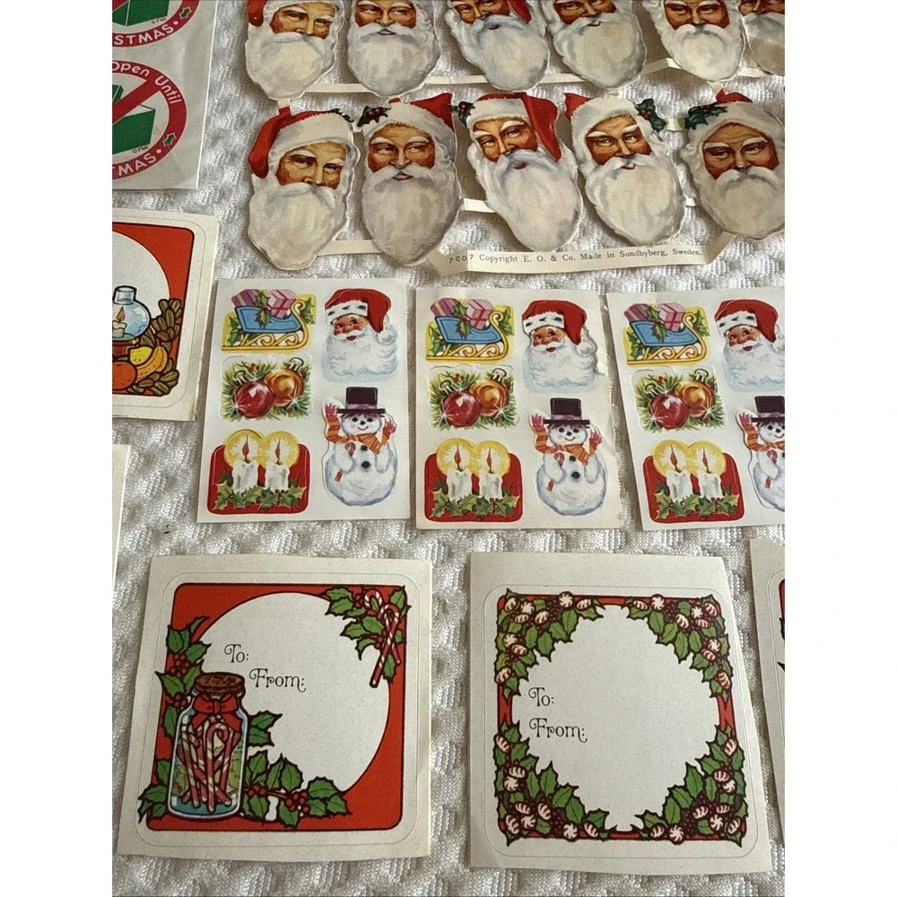 73pc Vintage Christmas Ephemera Lot Gift Tags Stickers Seals Swedish Die Cuts